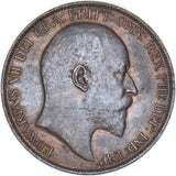 1907 Penny - Edward VII British Bronze Coin - Very Nice