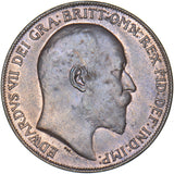 1908 Penny - Edward VII British Bronze Coin - Very Nice
