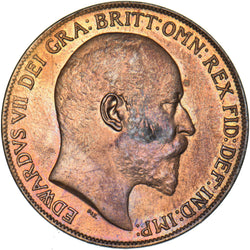 1908 Penny - Edward VII British Bronze Coin - Very Nice
