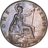 1909 Penny - Edward VII British Bronze Coin - Very Nice