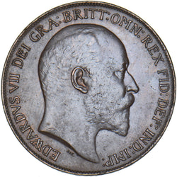 1909 Penny - Edward VII British Bronze Coin - Very Nice