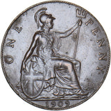 1909 Penny - Edward VII British Bronze Coin - Very Nice