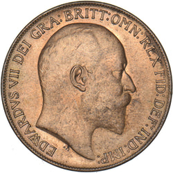 1910 Penny - Edward VII British Bronze Coin - Superb
