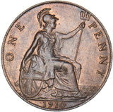 1910 Penny - Edward VII British Bronze Coin - Very Nice