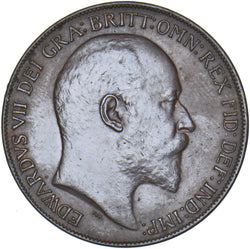 1910 Penny - Edward VII British Bronze Coin - Very Nice