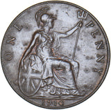 1910 Penny - Edward VII British Bronze Coin - Very Nice
