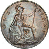 1911 Penny - George V British Bronze Coin - Superb
