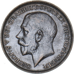 1912 H Penny - George V British Bronze Coin - Very Nice