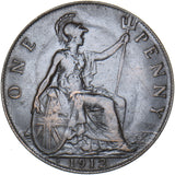 1912 H Penny - George V British Bronze Coin - Very Nice