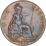1912 Penny - George V British Bronze Coin - Superb