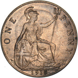 1915 Penny - George V British Bronze Coin - Very Nice
