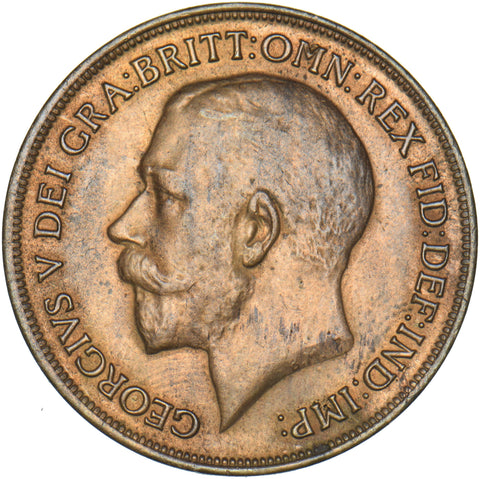 1916 Penny - George V British Bronze Coin - Very Nice