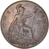 1916 Penny - George V British Bronze Coin - Superb