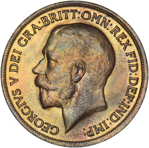 1917 Penny - George V British Bronze Coin - Very Nice