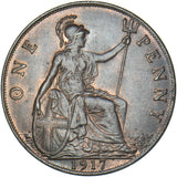 1917 Penny - George V British Bronze Coin - Superb