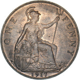 1917 Penny - George V British Bronze Coin - Very Nice