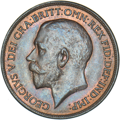 1918 Penny - George V British Bronze Coin - Very Nice