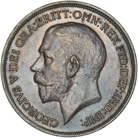 1918 Penny - George V British Bronze Coin - Very Nice