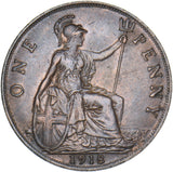 1918 Penny - George V British Bronze Coin - Very Nice