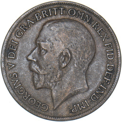 1918 H Penny - George V British Bronze Coin - Nice