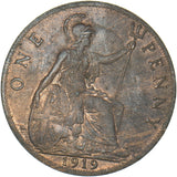 1919 Penny - George V British Bronze Coin - Very Nice