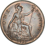 1921 Penny - George V British Bronze Coin - Very Nice