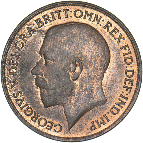 1921 Penny - George V British Bronze Coin - Very Nice