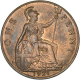1921 Penny - George V British Bronze Coin - Superb