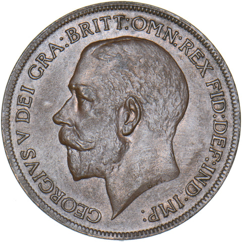 1922 Penny - George V British Bronze Coin - Very Nice