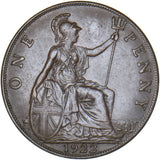 1922 Penny - George V British Bronze Coin - Very Nice