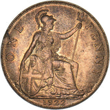 1922 Penny - George V British Bronze Coin - Very Nice