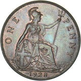 1928 Penny - George V British Bronze Coin - Superb