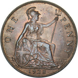 1928 Penny - George V British Bronze Coin - Superb