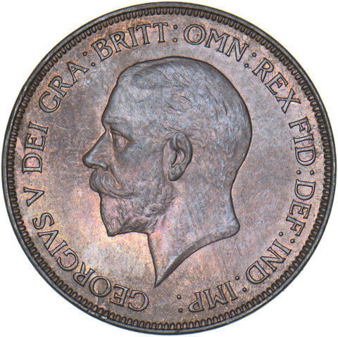 1928 Penny - George V British Bronze Coin - Superb