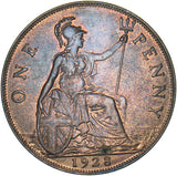 1928 Penny - George V British Bronze Coin - Superb