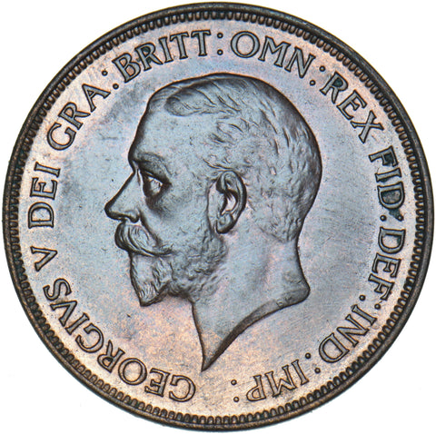 1929 Penny - George V British Bronze Coin - Superb