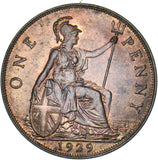 1929 Penny - George V British Bronze Coin - Superb