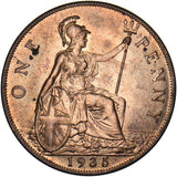 1935 Penny - George V British Bronze Coin - Superb