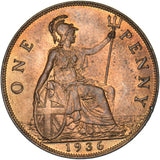 1936 Penny - George V British Bronze Coin - Superb