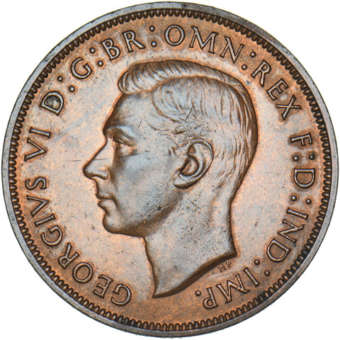 1944 Penny - George VI British Bronze Coin - Very Nice