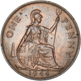 1944 Penny - George VI British Bronze Coin - Very Nice