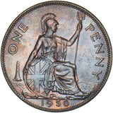 1950 Penny - George VI British Bronze Coin - Very Nice