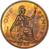1950 Proof Penny - George VI British Bronze Coin - Very Nice