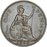 1950 Penny - George VI British Bronze Coin - Very Nice