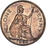 1950 Penny - George VI British Bronze Coin - Very Nice