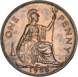 1950 Penny - George VI British Bronze Coin - Very Nice