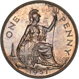1951 Proof Penny - George VI British Bronze Coin - Superb