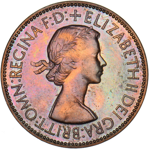 1953 Proof Penny - Elizabeth II British Bronze Coin - Superb