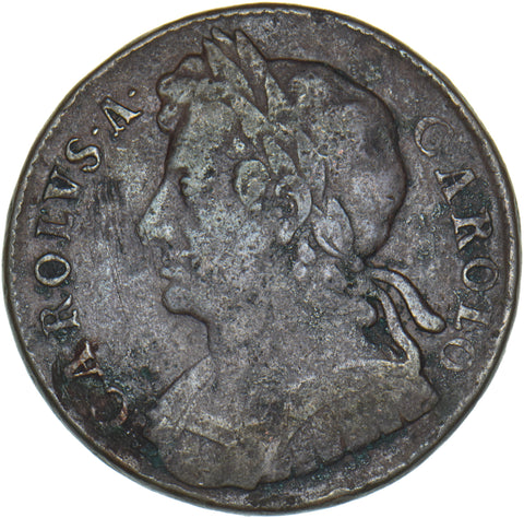1673 Halfpenny - Charles II British Copper Coin