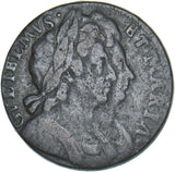 1694 Halfpenny - William & Mary British Copper Coin - Nice